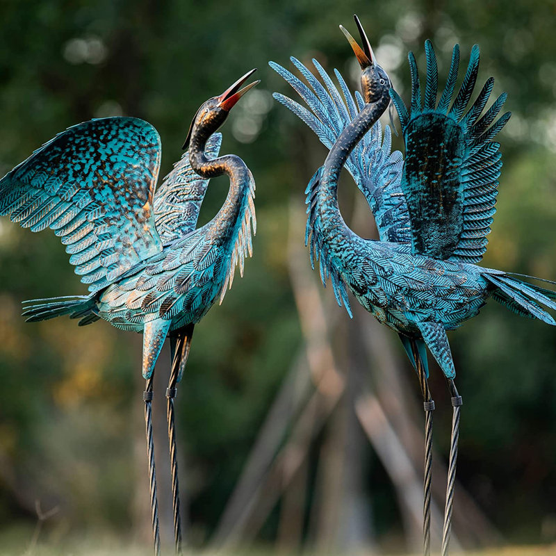 Arlmont & Co. Kalum Birds Metal Garden Statue Wayfair